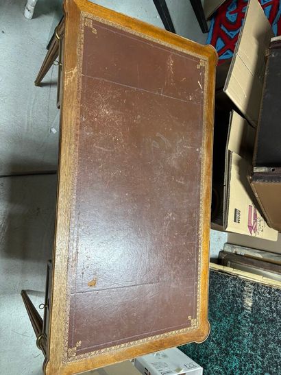 Louis XVI style flat desk in mahogany veneered...