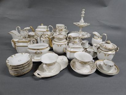 White and gold tea and coffee service sets...