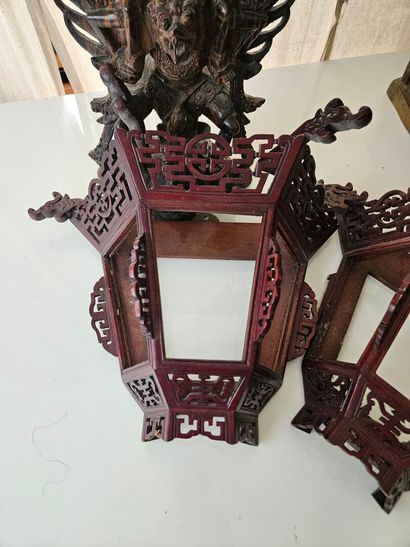 CHINA
Two lantern stands and two wooden and...