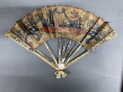 Set of four fans made of bone, wood, or mother-of-pearl
Partially...