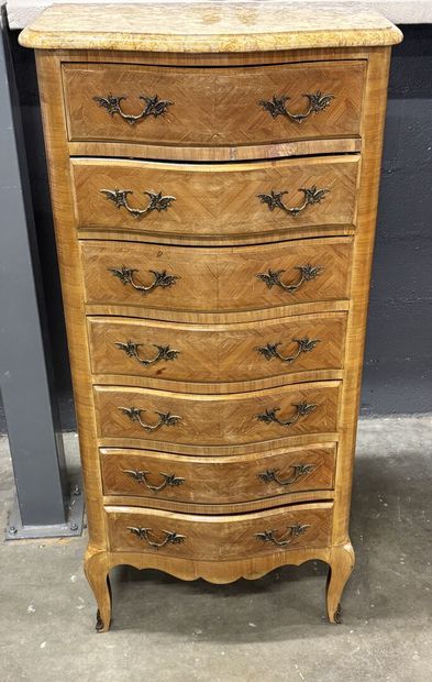 Louis XV-style inlaid chest of drawers with...