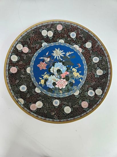 JAPAN
Large cloisonné enamel dish with a...