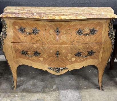 Louis XV-style chest of drawers with marble...