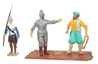 5 figurines en plomb de la conquète espagnole...