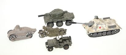 5 military vehicles: Corgi Saladin armored...