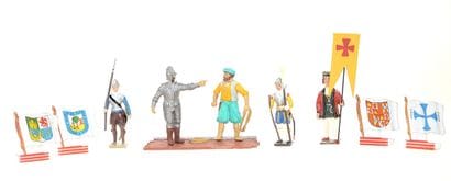 5 figurines en plomb de la conquète espagnole...