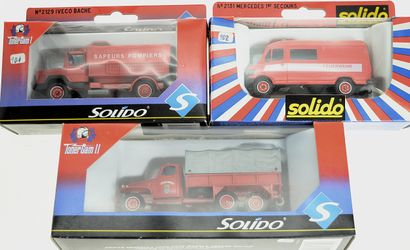 SOLIDO (6): 6 fire trucks: Iveco flatbed,...