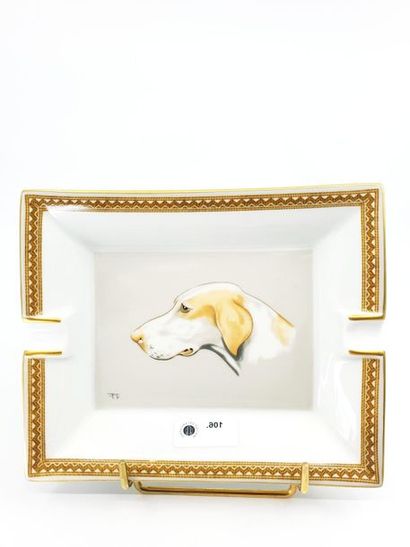 HERMES Paris 
Cendrier rectangulaire en porcelaine...