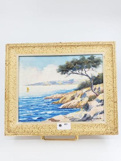 LOUVINE (Xxème) 
Pin en bord de mer 
Huile...