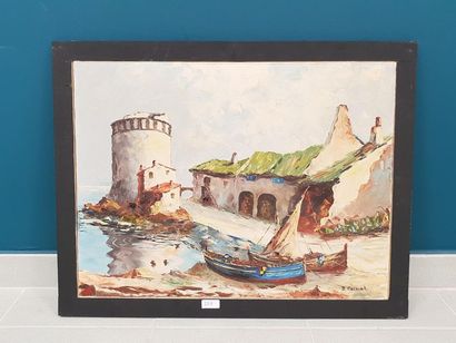 CERMAK R. 
Vue de la tour,
Huile sur Toile,...