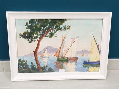 Georges GRELLET
Le Cap Martin. 
Aquarelle...