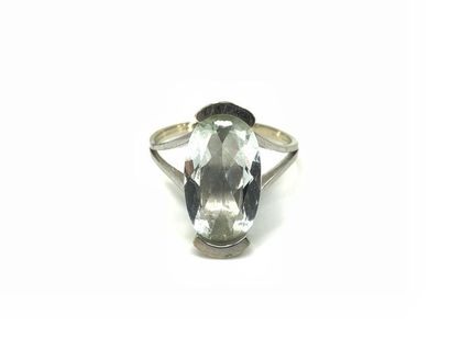 BAGUE en or gris 750° ornée d'une aigue-marine...
