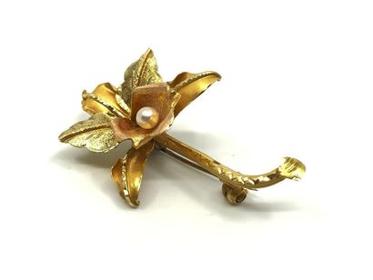 BROCHE en or trois tons 750° à motif végétal...
