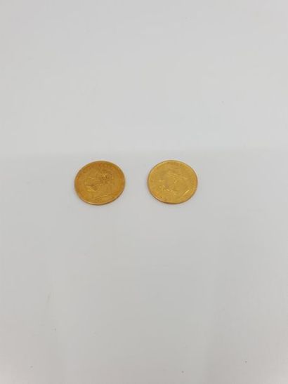 DEUX PIECES DE 20 FRANCS OR soit 8 florins...