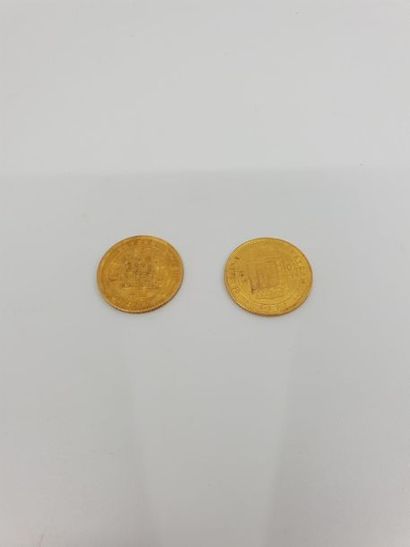 DEUX PIECES DE 20 FRANCS OR soit 8 florins...