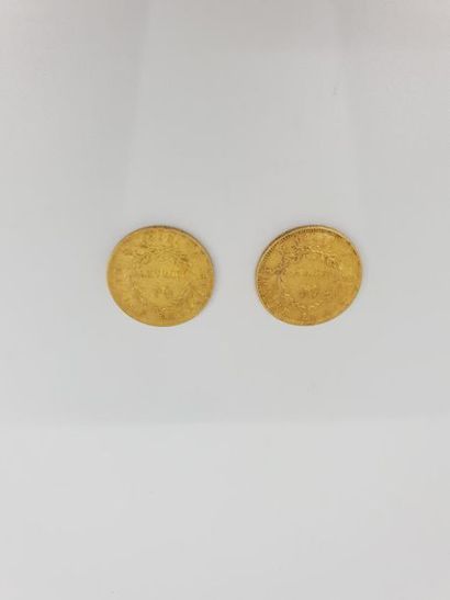 DEUX PIECES 40 francs or Napoléon auréolés...
