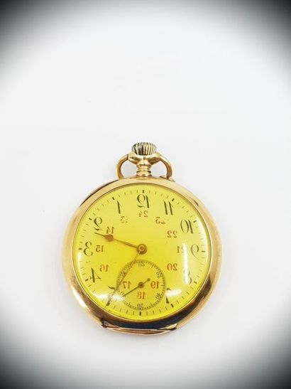 MONTRE de gousset en or jaune 750°, double...
