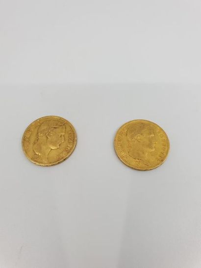 DEUX PIECES 40 francs or Napoléon auréolés...