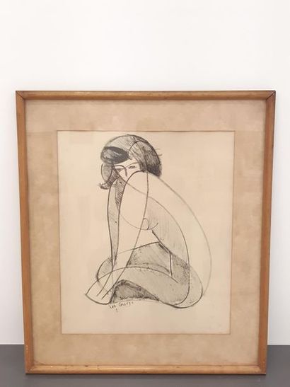 JEAN GEORGES 
Dessin au crayon gras représentant...