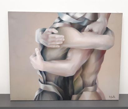 LA SALLE 
Couple enlacé
Huile sur toile signée...