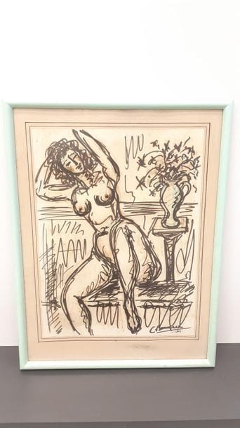 DESSIN
au feutre représentant une femme nue...