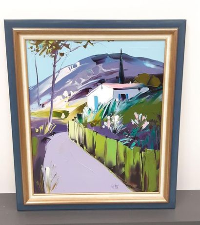 REMY 
Huile sur toile représentant une petite...