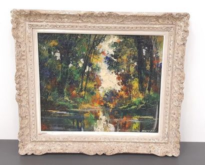 FALCUCCI
Vue de Lac 
Huile sur toile encadrée,...