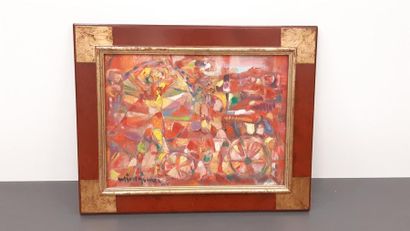 GOMEZ Miguel (1954) 
Les deux cyclistes 
Huile...