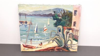 GERARD FAGARD 
Paysage au oursinieres 
Huile...