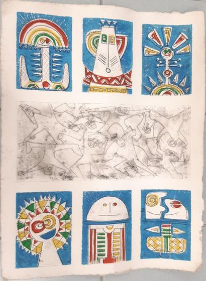 TROIS lithographies
d'inspiration maya
Dim:...