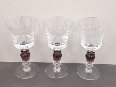 POURCIEUX 
Six verres à eau, pied à renflement...