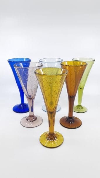 BIOT
Six verres en verre soufflé multicolores
Marqué...
