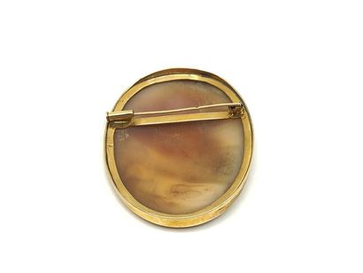 BROCHE camée coquille cerclage en or jaune...