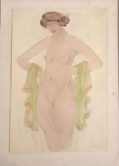 ODILON ROCHE (1868-1947)
Femme nue au drapé
Dessin...