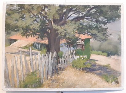 HUILE sur carton
représentant un paysage...