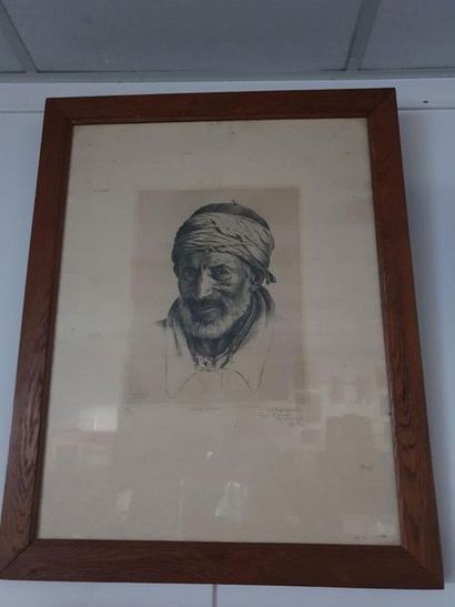 DEHERAIN
Lithographie représentant un vieil...