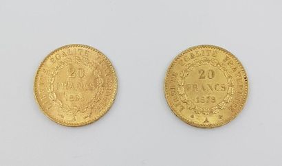 DEUX pièces de 20 francs or Republique
1895...