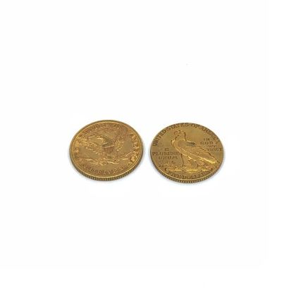 LOT de deux pièces de 5 dollars or 1881/1913
Poids...