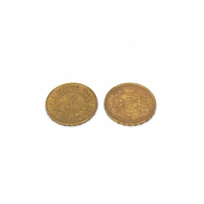 LOT de deux pièces or 20 francs au génie...