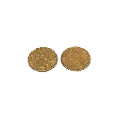 LOT de deux pièces or 20 francs au génie...