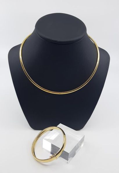 COLLIER et bracelet en or jaune 750° maille...