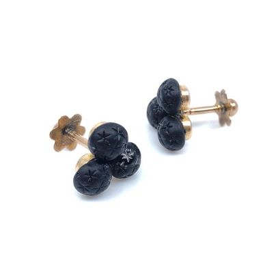 PAIRE de boutons d'oreille en or jaune 750°...