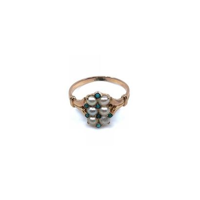 BAGUE en or rose 750° ornée de perles et...