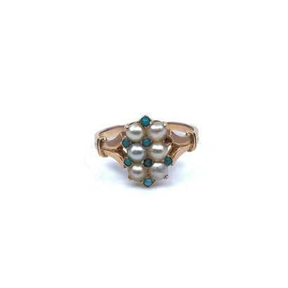 BAGUE en or rose 750° ornée de perles et...