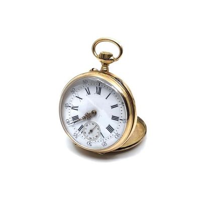 MONTRE de gousset en or jaune 750° 
Spirale...