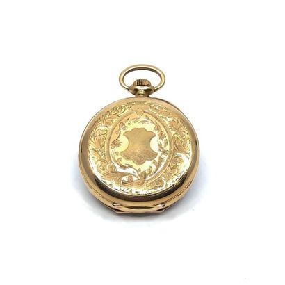 MONTRE de gousset en or jaune 750° 
Spirale...