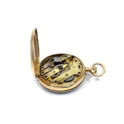 MONTRE de gousset en or jaune 750° 
Spirale...