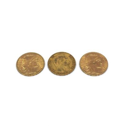LOT de trois pièces de 20 francs or dont...
