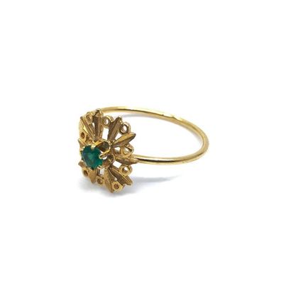 BAGUE fine en or jaune 750° plateau rectangulaire...