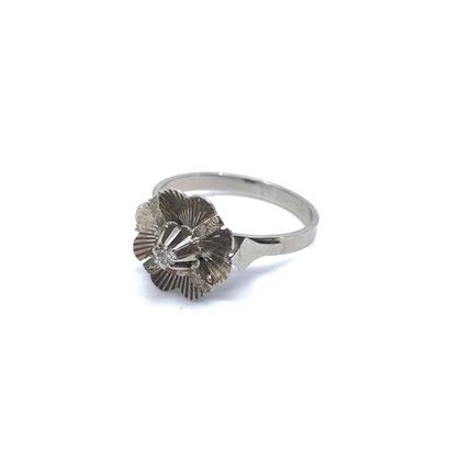 BAGUE solitaire en or gris 750° le chaton...